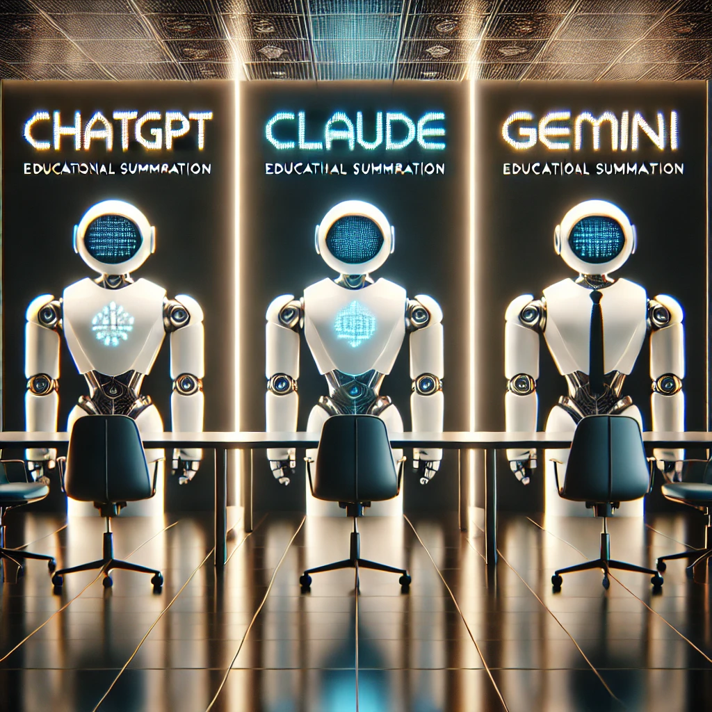 illustration comparing three AI robot icons: