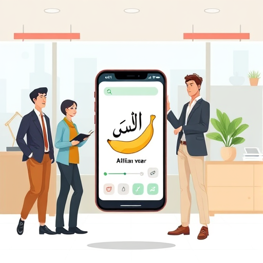 modern cartoon illustration of a smartphone with an animated AI-