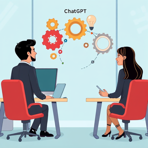 animated illustration of a digital assistant (ChatGPT)