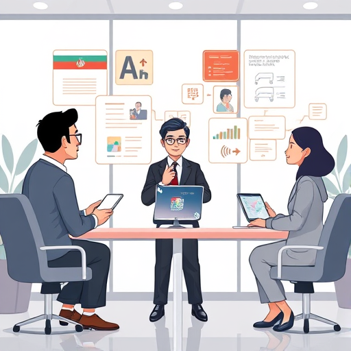 modern cartoon of an AI assistant using step-by-step visuals and analogies to explain hard topics to a group of animated characters, abstract symbols, text-free