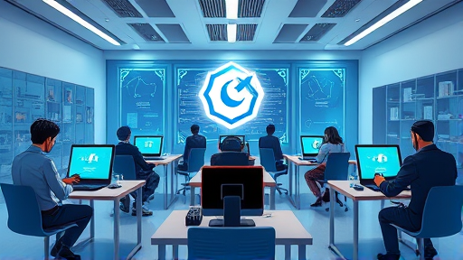 futuristic classroom and office with animated characters using AI-