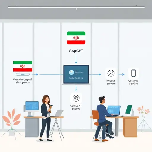 animated workflow diagram showing Iranian web/