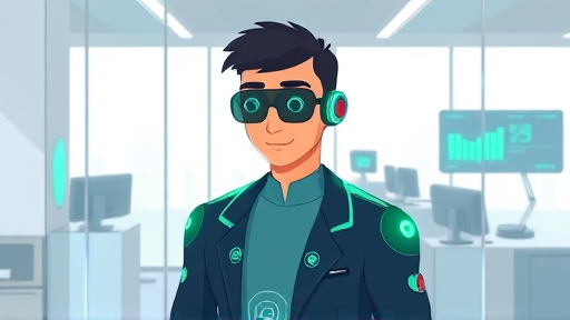 animated illustration showing an AI chatbot interface (Gemini Advanced)