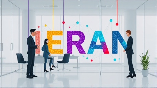abstract AI image generation process, neural networks visualized as geometric shapes converting text into colorful digital illustrations, animation, no text