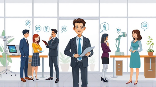cartoon illustration comparing features of AI platforms, multiple technology icons, speed, security, customization, vibrant and text-free