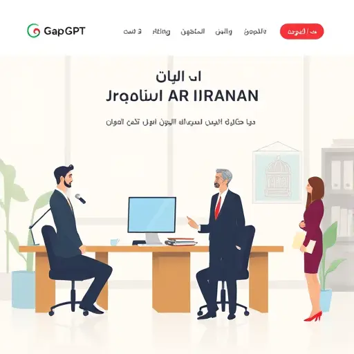 illustrated landing page for an Iranian AI platform, GapGPT logo, user-