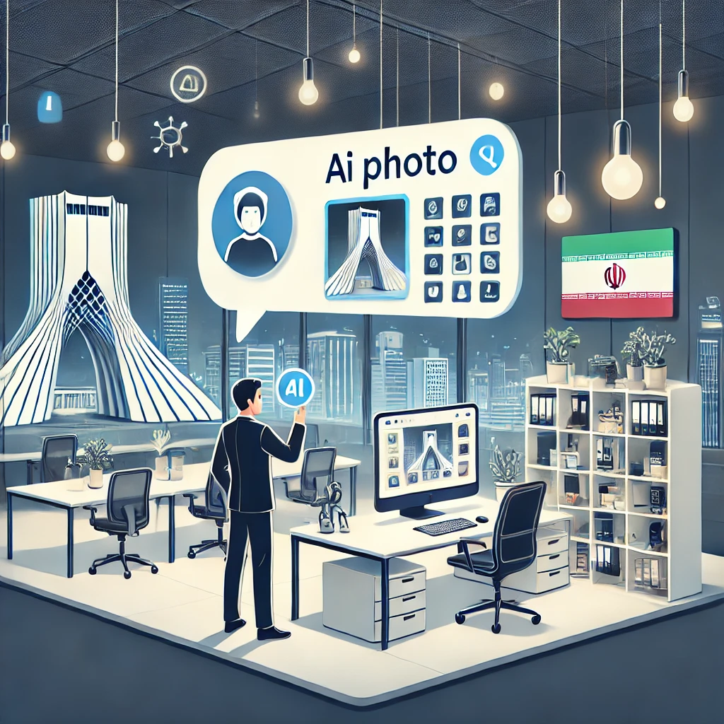 step-by-step illustration of a user uploading a photo to an Iran-