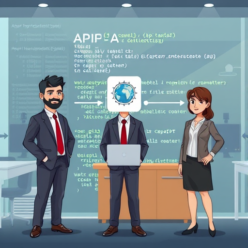 cartoon style illustration showing three API model icons (ChatGPT, Claude, Gemini)