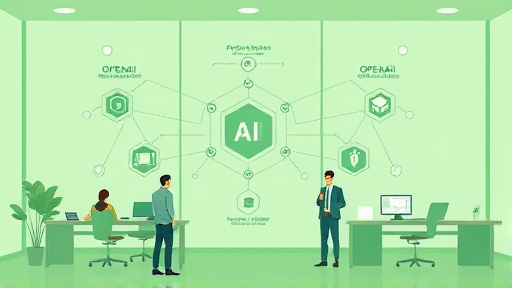 abstract representation of API integration, geometric network patterns connecting multiple AI models (OpenAI, Gemini, Claude)