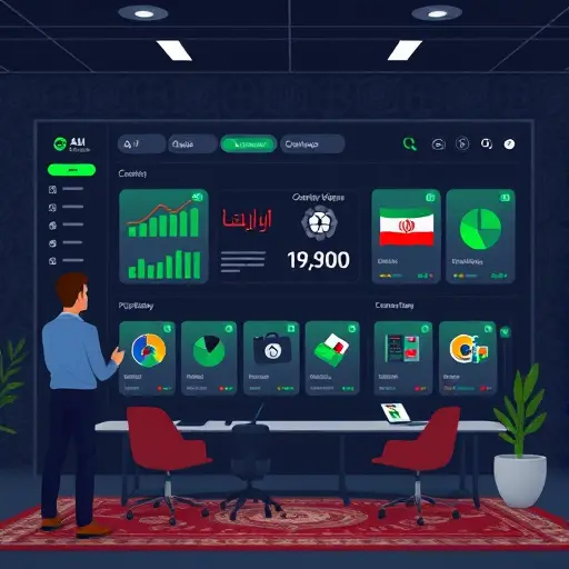 animated illustration of an Iranian user-friendly AI platform dashboard (no real people)