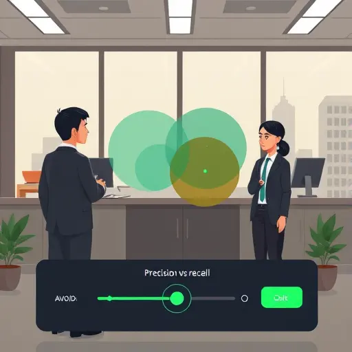 cartoon-style illustration showing precision vs recall trade-
