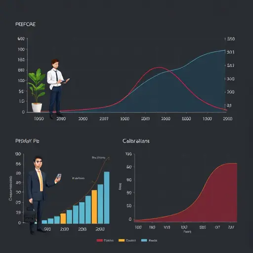 clean animated chart set showing ROC curve, precision-recall curve, calibration plot, F1