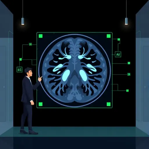 illustration of AI analyzing medical imaging (X-ray/MRI)/modern style