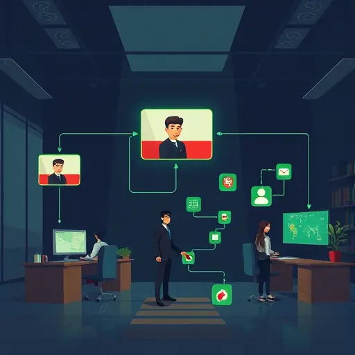 abstract AI upscaling pipeline illustration: input low-resolution photo flowing through denoise, sharpen, color correction nodes to high-resolution output;
