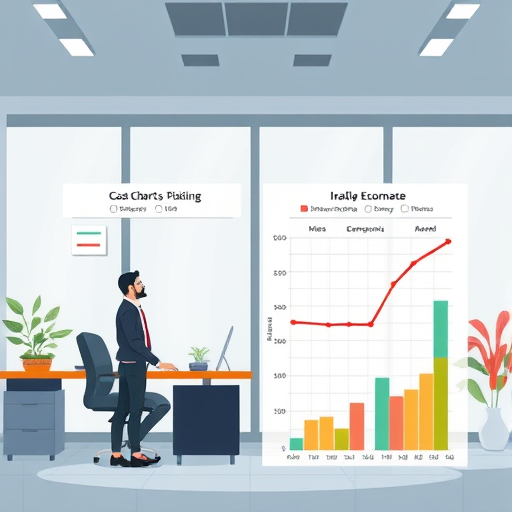 modern illustration comparing cost charts of international AI platforms and an Iranian affordable AI (GapGPT), cartoon style, economic theme, technology, text-free