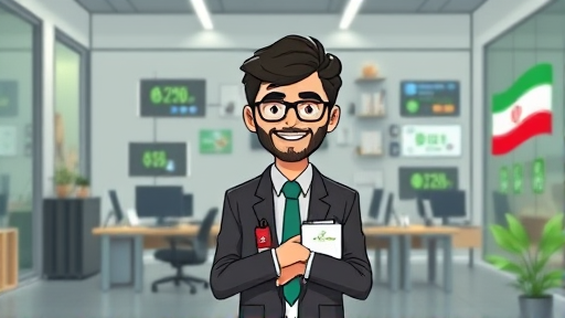 animated illustration showing an Iranian user getting affordable access to ChatGPT Plus via the GapGPT platform, displaying price tags, happy user, and green tech design, text-free
