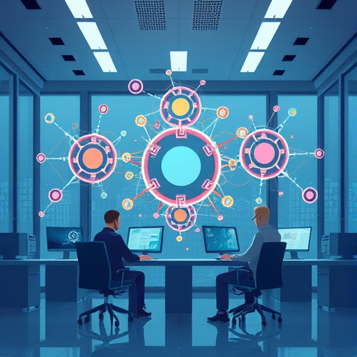 animated illustration showing multiple AI models (represented as colorful neural network orbs)