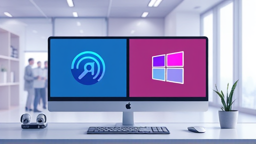 /icons (DeepSeek, ChatGPT, Windows logo) side by side on a desktop, comparison concept, stylish, clean interface, text-