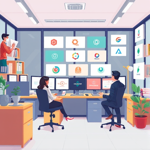 cartoon-style illustration of an AI-