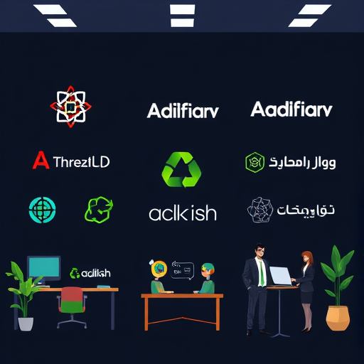modern AI-generated logo samples in a digital gallery, minimal style, vibrant green accents, on dark background, animated illustration, no text