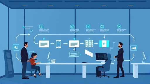 animated workflow visualization showing AI speeding up writing, translating, and summarizing tasks in Windows environment, technology symbols, cartoon style, text-free