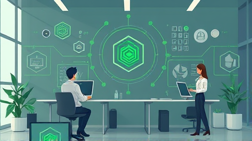.0 Pro, with geometric icons and green accent colors, abstract AI chip pattern, text-