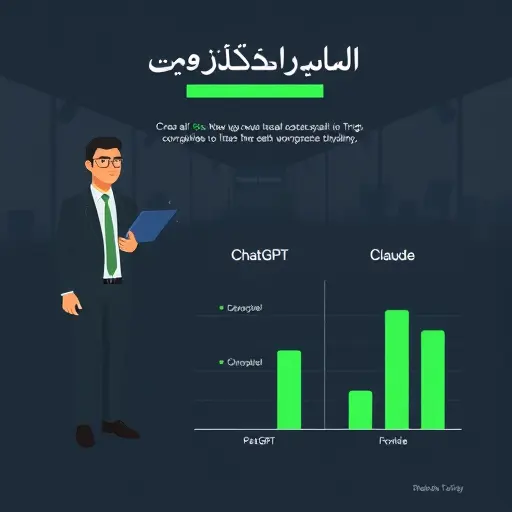 clean comparison infographic of three AI models (ChatGPT, Gemini, Claude) using icons and abstract bars, dark theme with green accents, minimalist, no text