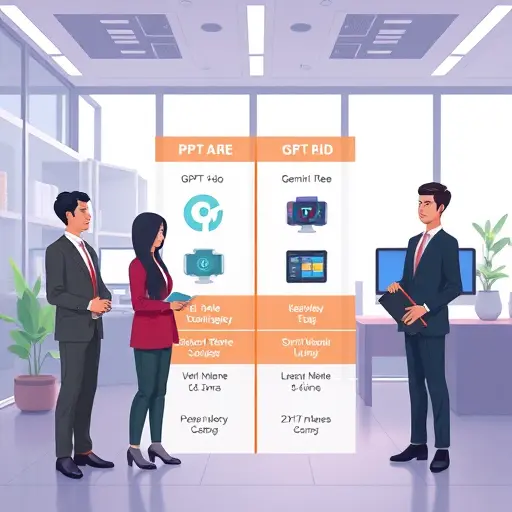 comparison chart of AI models for logo design, animated illustrations of GPT-4
