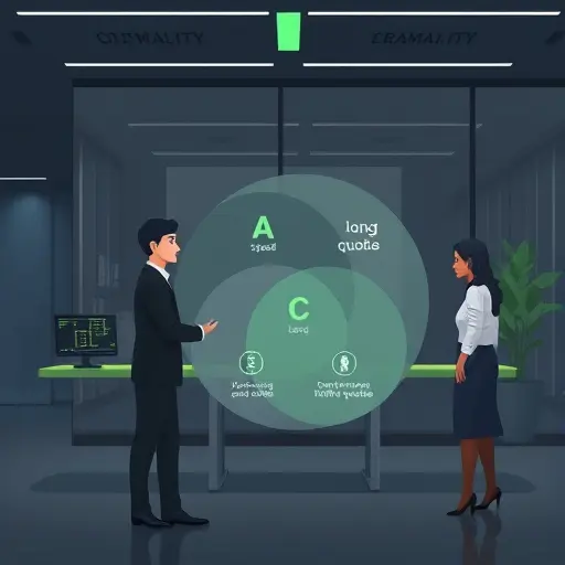 comparison illustration of three AI models (abstract icons labeled generically as A, B, C), Venn diagram style strengths: