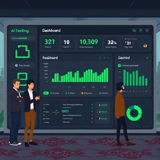modern A/B testing dashboard illustration for AI dialogue generation, dark theme UI with green accents, toggles to switch between ChatGPT, Claude, Gemini;