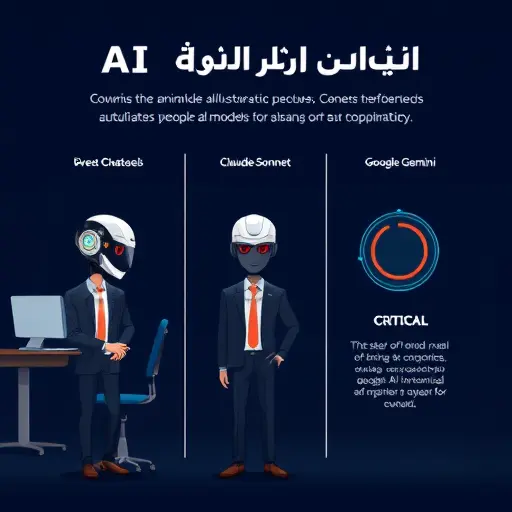 animated comparison illustration of three AI models: ChatGPT (GPT-4o)