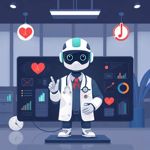 animated medical AI helper on a dark-