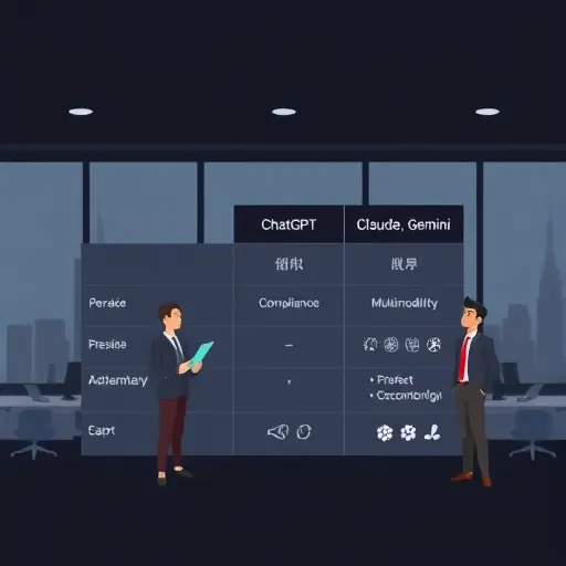 animated comparison chart of three AI models (ChatGPT, Claude, Gemini)