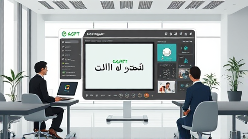 animation of an easy-to-use AI photo creator dashboard, highlighted green GapGPT branding, user interacting with a digital canvas, text-free