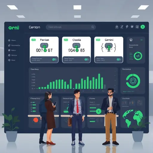 (GPT, Claude, Gemini), dark UI with green highlights, minimal icons, no text