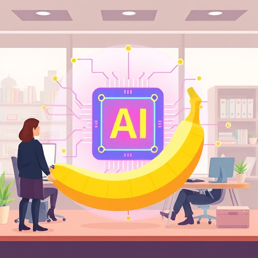animated illustration showing a vibrant banana-