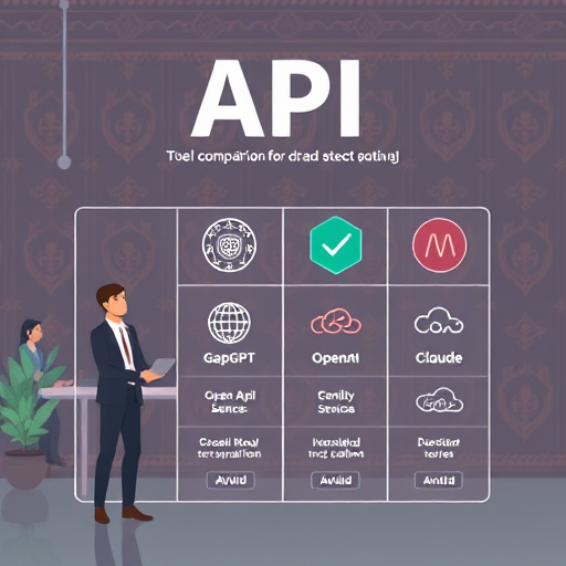modern API comparison infographic, showing multiple cloud API service icons (GapGPT, OpenAI, Gemini, Claude)