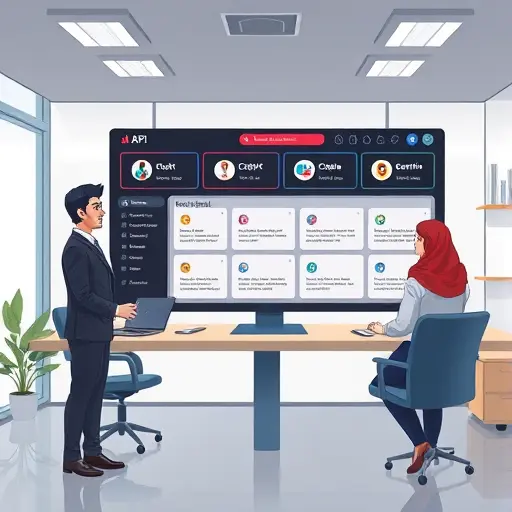 illustrated API dashboard showing multiple AI model options (ChatGPT, Claude, Gemini)