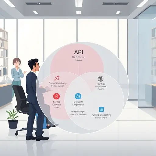 animated line graph or venn diagram comparing API features (GapGPT, OpenAI, Gemini, Claude); overlapping regions;; tech icons; no text