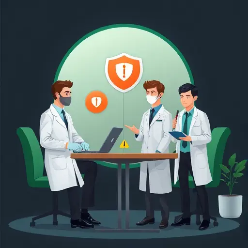 modern AI triage illustration, animated doctor icons with shield and warning signs, comparing general vs medical-specialized LLMs, dark background, green accent, clean, text-free