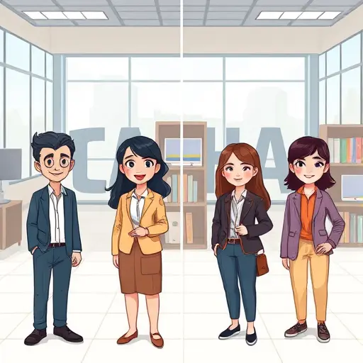 cartoon-style gallery of before and after AI-enhanced photos (family, profile, e-commerce)