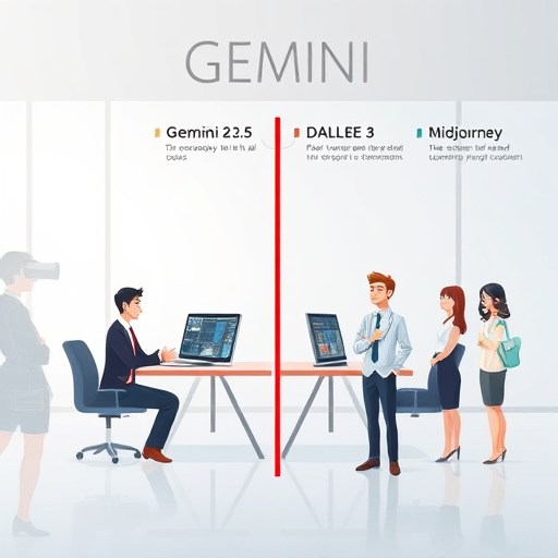 abstract visual comparison chart of various AI image models including Gemini 2.5 Flash Image, DALL·E 3