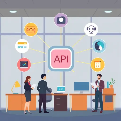 animated illustration showing various web and mobile app icons (chatbot, search, recommendation, camera/image recognition, speech bubble)