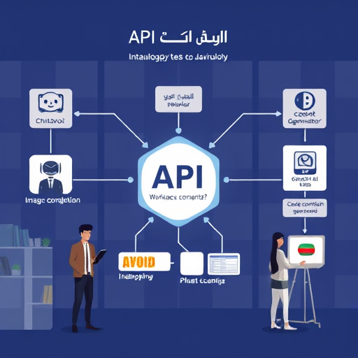 animated infographic showing a flowchart of various AI API use cases:
