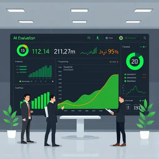 clean animated dashboard showing AI evaluation metrics like precision, recall, F1