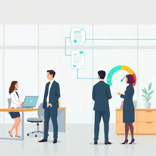 illustrated pipeline: lab test report icon flows into an AI model chip, then outputs calibrated risk score gauge, medical-