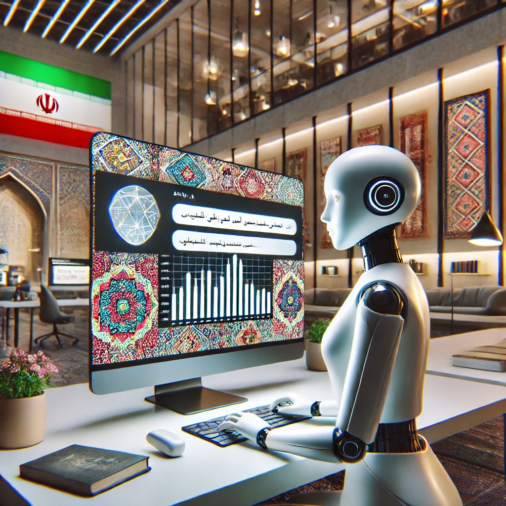 modern illustration showing interaction with a large AI language model; animated, tech-