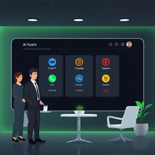 modern illustration of an Iranian-themed AI platform interface (no text)