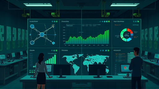 animated illustration showing a futuristic AI dashboard, abstract neural network patterns and Gemini logo elements, vibrant green and dark background, no text