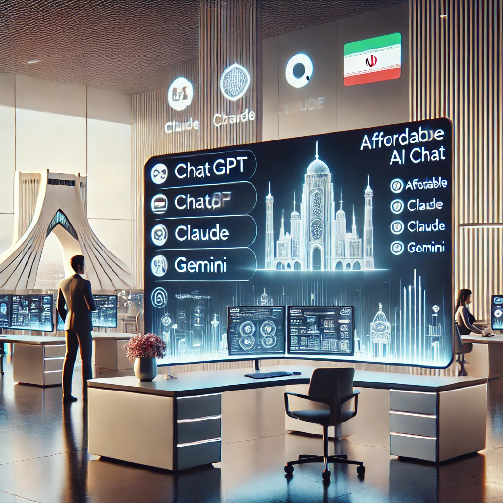 animated digital dashboard showing access to various AI chat models (ChatGPT, Claude, Gemini)